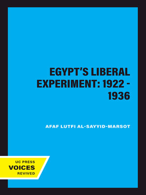 cover image of Egypt's Liberal Experiment